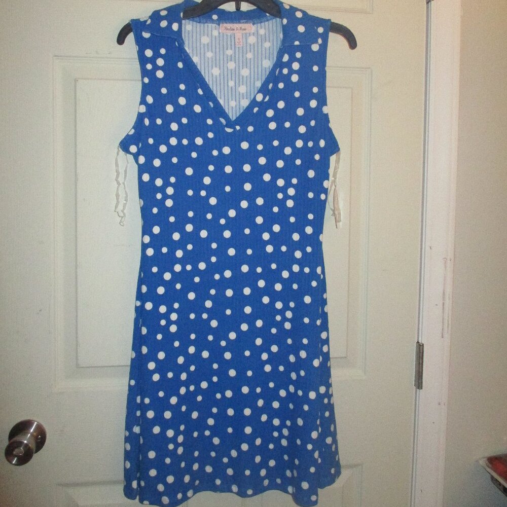 Harlow & Rose Polka Dot Dress Size Small Color Blue & White